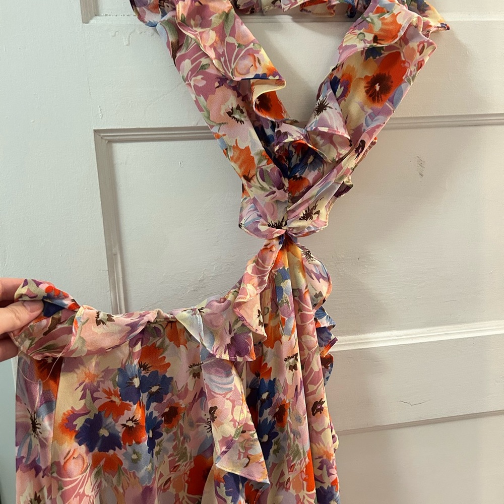 Astr Floral Tie-Waist Maxi Dress - Pink Multi - Picture 3 of 4